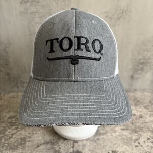 TORO Mowers Hat Cap Snap Back Mens Gray White Trucker Mesh Baseball